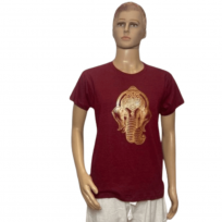 handmade-cotton-t-shirt-with-dark-red-ganesh-face-screen-print-from-nepal
